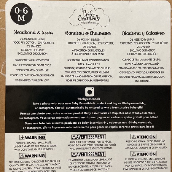 Baby Essentials Socks & Headband Set (Size: 0-6M) (Color: Red/White) - Picture 2 of 2